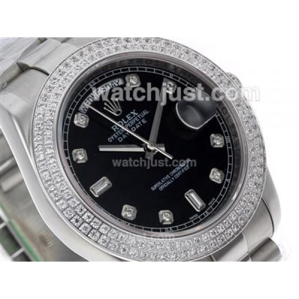 Best Quality Rolex Day-Date II Replica Watches With Black Dials For Sale