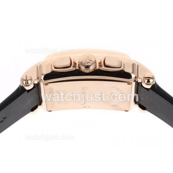 Franck Muller Conquistador King Swiss Valjoux 7750 Movement Rose Gold Case with Black Dial-Rubber Strap