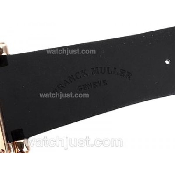 Franck Muller Conquistador King Swiss Valjoux 7750 Movement Rose Gold Case with Black Dial-Rubber Strap