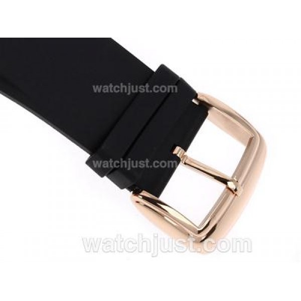 Franck Muller Conquistador King Swiss Valjoux 7750 Movement Rose Gold Case with Black Dial-Rubber Strap