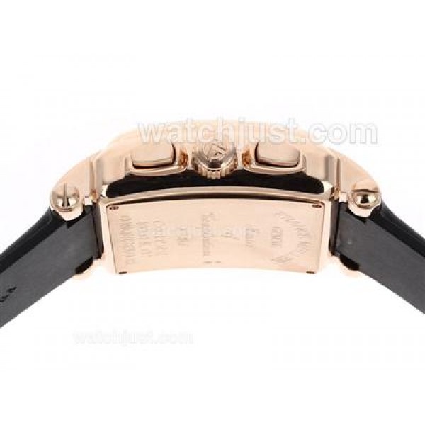 Franck Muller Conquistador King Swiss Valjoux 7750 Movement Rose Gold Case with White Dial-Rubber Strap