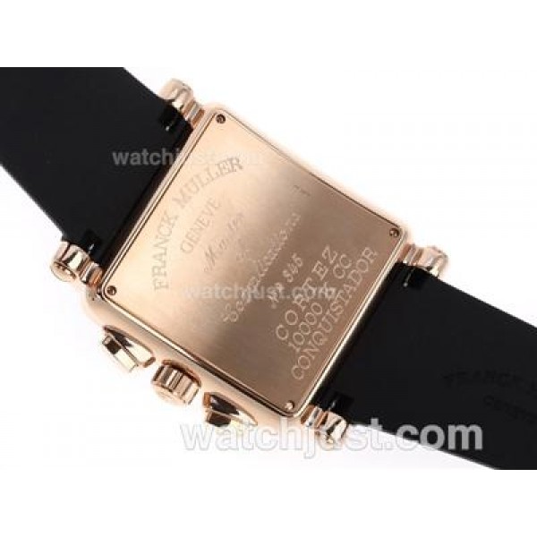Franck Muller Conquistador King Swiss Valjoux 7750 Movement Rose Gold Case with White Dial-Rubber Strap
