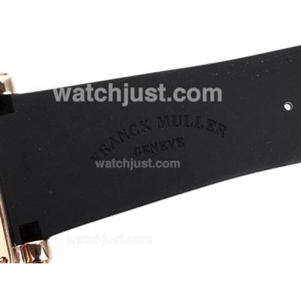 Franck Muller Conquistador King Swiss Valjoux 7750 Movement Rose Gold Case with White Dial-Rubber Strap