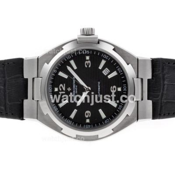 Vacheron Constantin Overseas Swiss ETA 2836 Movement with Black Dial-Leather Strap-1:1 Version