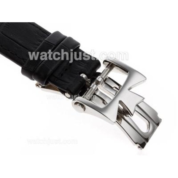 Vacheron Constantin Overseas Swiss ETA 2836 Movement with Black Dial-Leather Strap-1:1 Version