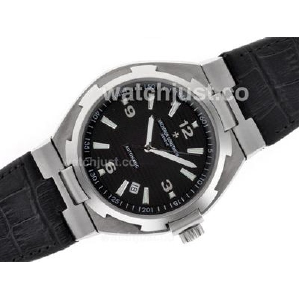 Vacheron Constantin Overseas Swiss ETA 2836 Movement with Black Dial-Leather Strap-1:1 Version