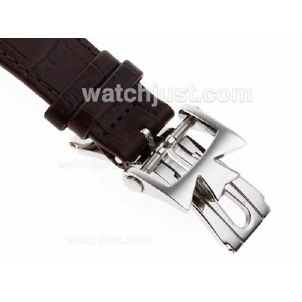 Vacheron Constantin Overseas Swiss ETA 2836 Movement with White Dial-Leather Strap-1:1 Version