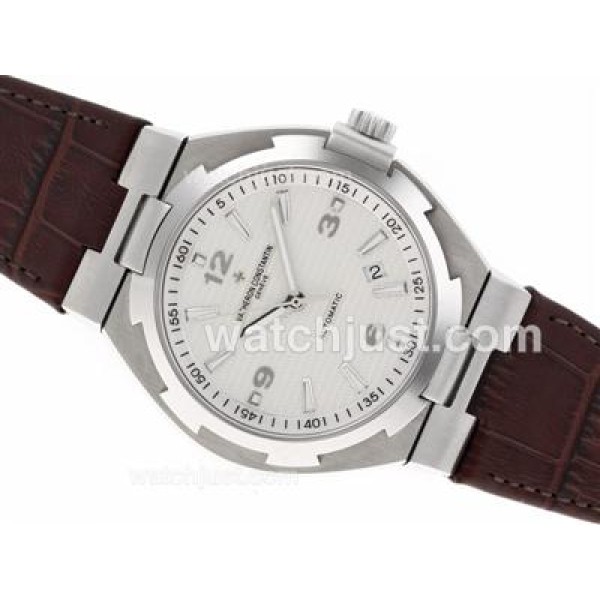 Vacheron Constantin Overseas Swiss ETA 2836 Movement with White Dial-Leather Strap-1:1 Version