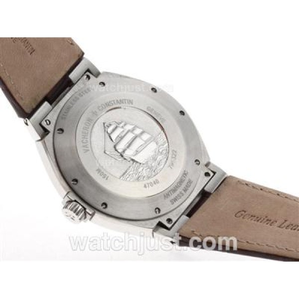 Vacheron Constantin Overseas Swiss ETA 2836 Movement with White Dial-Leather Strap-1:1 Version