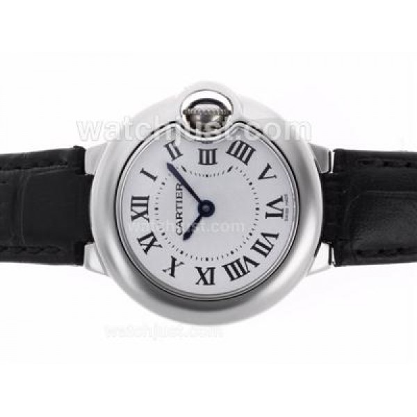 Cartier Ballon bleu de Cartier Swiss ETA Movement White Dial with Leather Strap-Lady Size