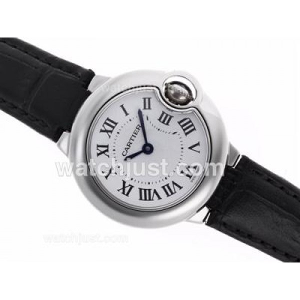 Cartier Ballon bleu de Cartier Swiss ETA Movement White Dial with Leather Strap-Lady Size