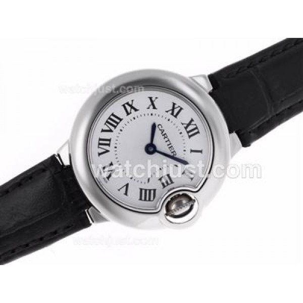 Cartier Ballon bleu de Cartier Swiss ETA Movement White Dial with Leather Strap-Lady Size