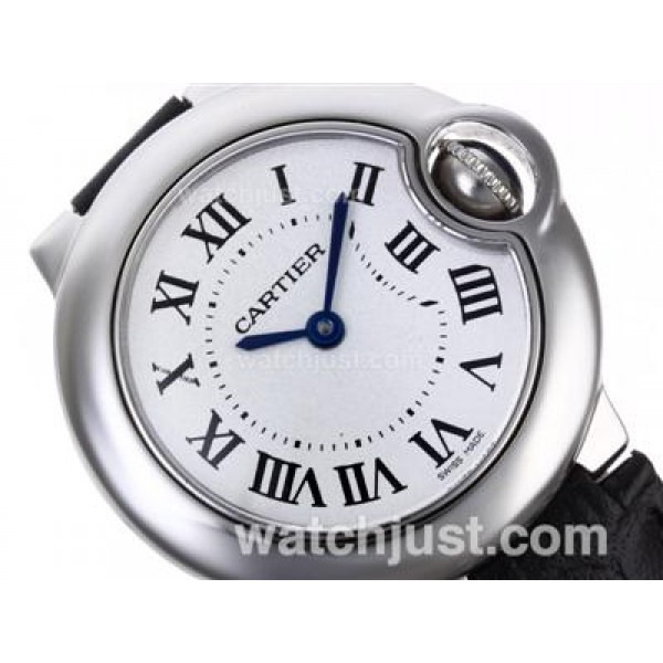 Cartier Ballon bleu de Cartier Swiss ETA Movement White Dial with Leather Strap-Lady Size