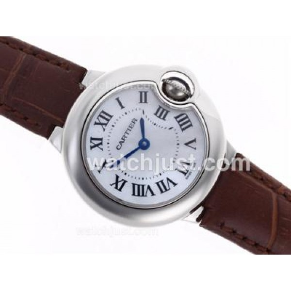 Cartier Ballon bleu de Cartier Swiss ETA Movement MOP Dial with Leather Strap-Lady Size