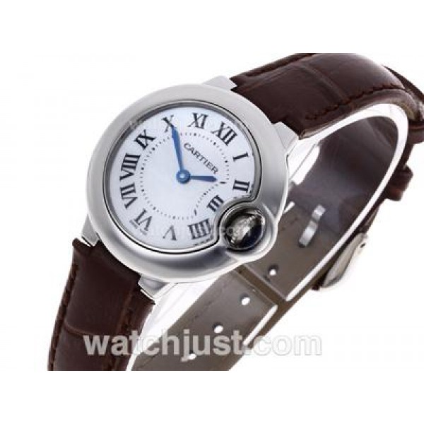 Cartier Ballon bleu de Cartier Swiss ETA Movement MOP Dial with Leather Strap-Lady Size