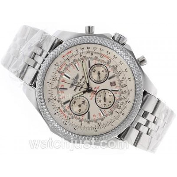 Breitling for Bentley 30s Chronograph Swiss Valjoux 7750 Movement with White Dial S/S