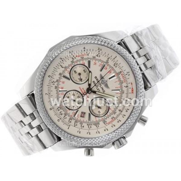 Breitling for Bentley 30s Chronograph Swiss Valjoux 7750 Movement with White Dial S/S
