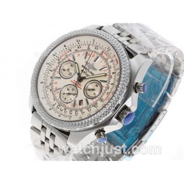 Breitling for Bentley 30s Chronograph Swiss Valjoux 7750 Movement with White Dial S/S