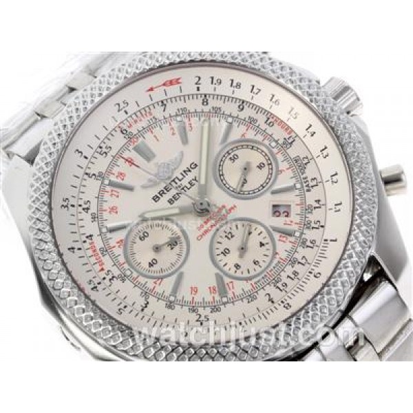 Breitling for Bentley 30s Chronograph Swiss Valjoux 7750 Movement with White Dial S/S