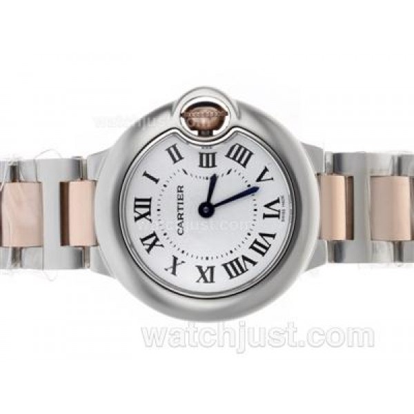 Cartier Ballon bleu de Cartier Swiss ETA Movement Two Tone with White Dial S/S-Lady Size