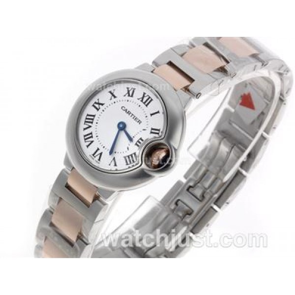 Cartier Ballon bleu de Cartier Swiss ETA Movement Two Tone with White Dial S/S-Lady Size