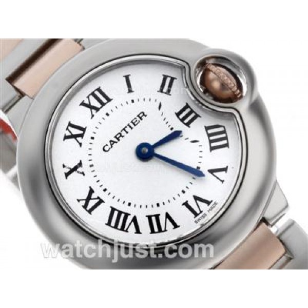 Cartier Ballon bleu de Cartier Swiss ETA Movement Two Tone with White Dial S/S-Lady Size