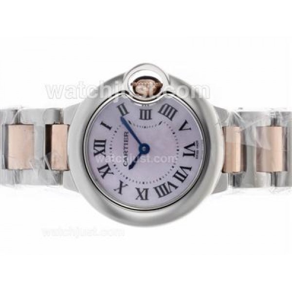 Cartier Ballon bleu de Cartier Swiss ETA Movement Two Tone with Pink MOP Dial-Lady Size