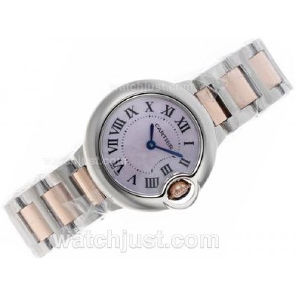 Cartier Ballon bleu de Cartier Swiss ETA Movement Two Tone with Pink MOP Dial-Lady Size
