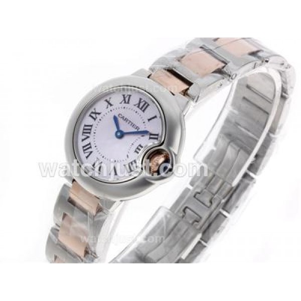 Cartier Ballon bleu de Cartier Swiss ETA Movement Two Tone with Pink MOP Dial-Lady Size