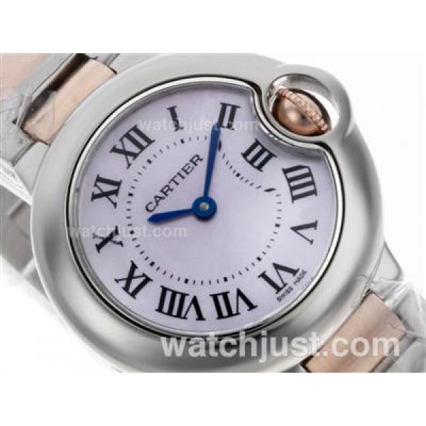 Cartier Ballon bleu de Cartier Swiss ETA Movement Two Tone with Pink MOP Dial-Lady Size