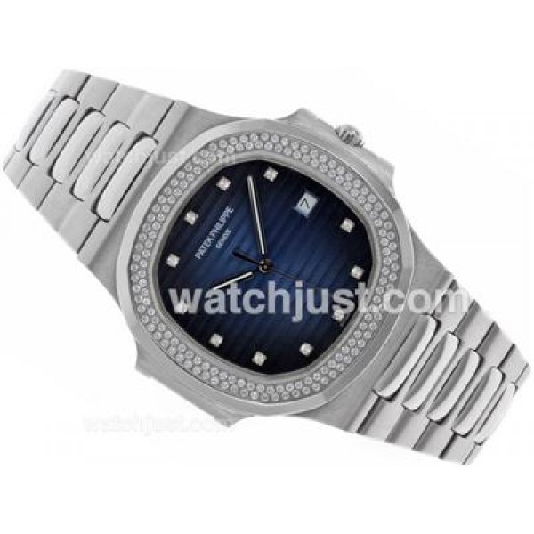 Patek Philippe Nautilus Swiss ETA 2836 Movement Diamond Bezel and Markers with Blue Dial S/S
