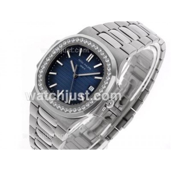 Patek Philippe Nautilus Swiss ETA 2836 Movement Diamond Bezel with Blue Dial S/S