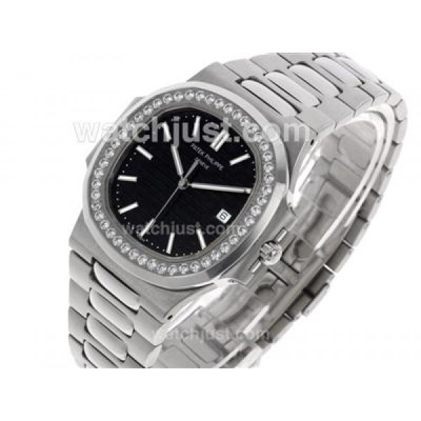 Patek Philippe Nautilus Swiss ETA 2836 Movement Diamond Bezel with Black Dial S/S