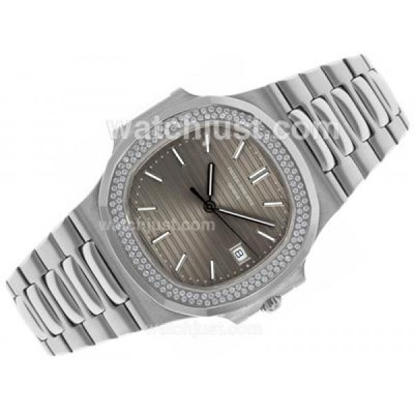 Patek Philippe Nautilus Swiss ETA 2836 Movement Diamond Bezel with Gray Dial S/S
