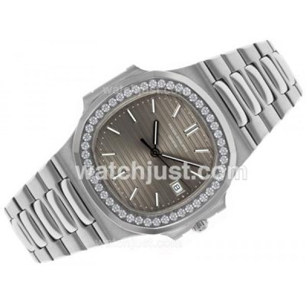 Patek Philippe Nautilus Swiss ETA 2836 Movement Diamond Bezel with Gray Dial S/S