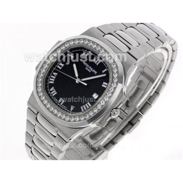 Patek Philippe Nautilus Swiss ETA 2836 Movement Diamond Bezel with Black Dial S/S