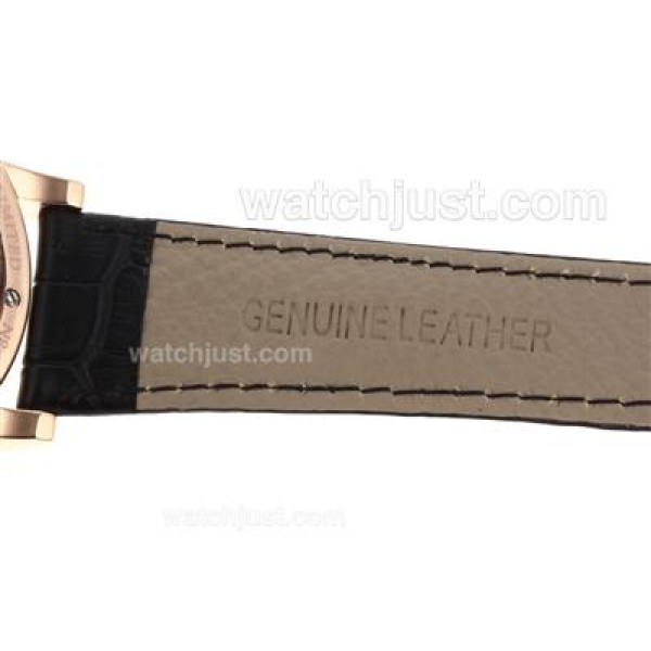 A.Lange & Sohne Classic Manual Winding Rose Gold Case with Black Dial-Leather Strap