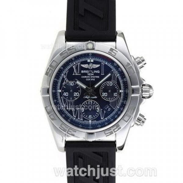Breitling Chronomat B01 Swiss Valjoux 7750 Movement Roman Markers with Black Dial-Rubber Strap