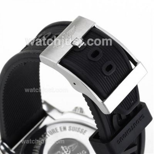 Breitling Chronomat B01 Swiss Valjoux 7750 Movement Roman Markers with Black Dial-Rubber Strap