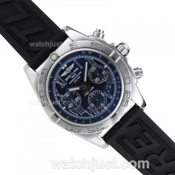 Breitling Chronomat B01 Swiss Valjoux 7750 Movement Roman Markers with Black Dial-Rubber Strap