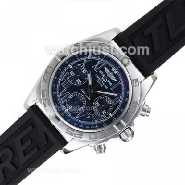 Breitling Chronomat B01 Swiss Valjoux 7750 Movement Roman Markers with Black Dial-Rubber Strap