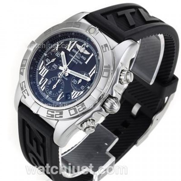 Breitling Chronomat B01 Swiss Valjoux 7750 Movement Roman Markers with Black Dial-Rubber Strap