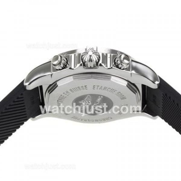 Breitling Chronomat B01 Swiss Valjoux 7750 Movement Roman Markers with Black Dial-Rubber Strap