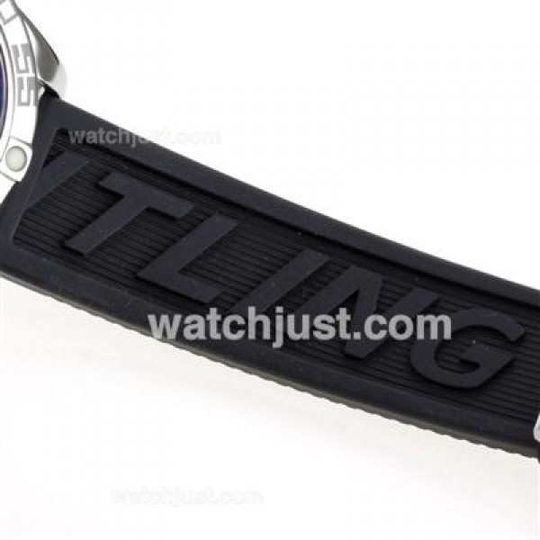 Breitling Chronomat B01 Swiss Valjoux 7750 Movement Roman Markers with Black Dial-Rubber Strap
