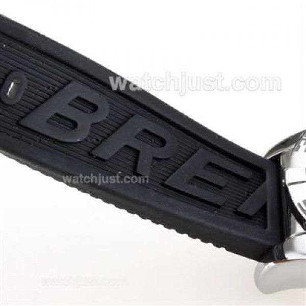 Breitling Chronomat B01 Swiss Valjoux 7750 Movement Roman Markers with Black Dial-Rubber Strap