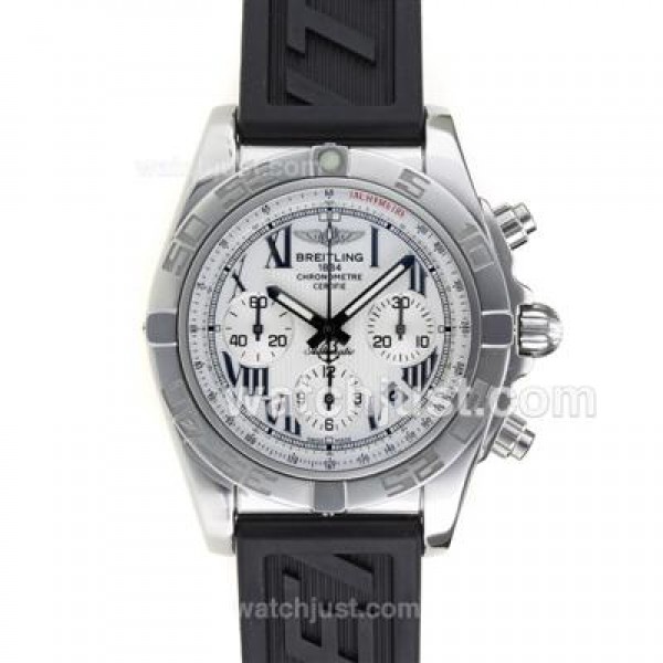 Breitling Chronomat B01 Swiss Valjoux 7750 Movement Roman Markers with White Dial-Rubber Strap