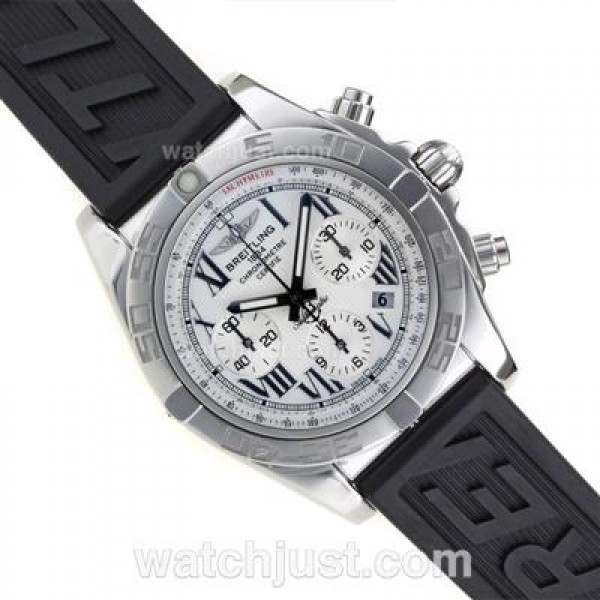 Breitling Chronomat B01 Swiss Valjoux 7750 Movement Roman Markers with White Dial-Rubber Strap