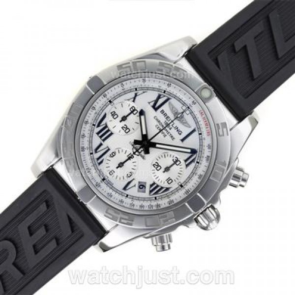 Breitling Chronomat B01 Swiss Valjoux 7750 Movement Roman Markers with White Dial-Rubber Strap