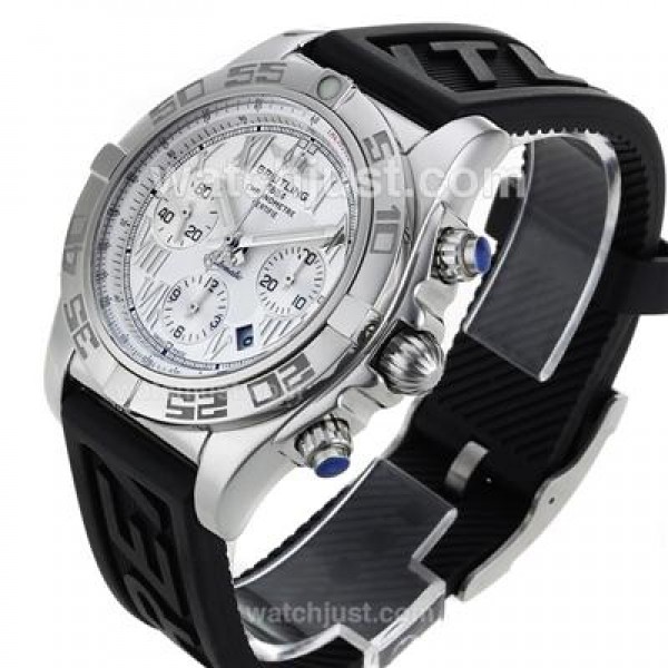 Breitling Chronomat B01 Swiss Valjoux 7750 Movement Roman Markers with White Dial-Rubber Strap