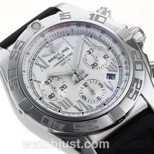 Breitling Chronomat B01 Swiss Valjoux 7750 Movement Roman Markers with White Dial-Rubber Strap